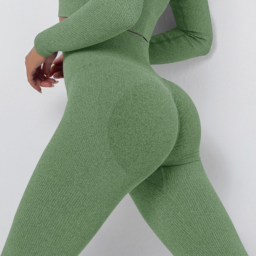 European And American Seamless Knitted Thread Moisture Wicking Yoga Pants - Image 4