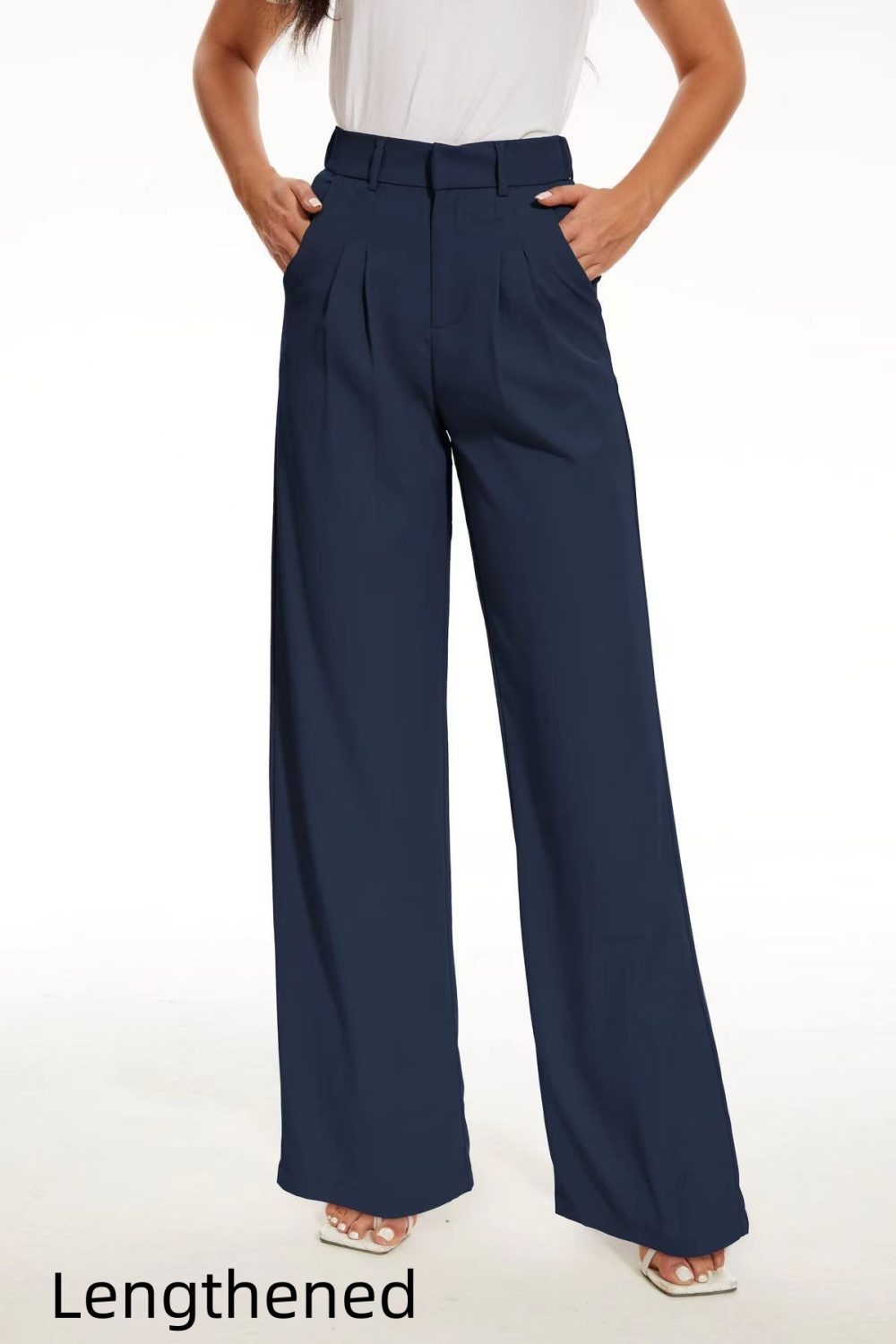 Pocket High Waist Wide Leg Casual Suit Pants - Image 2