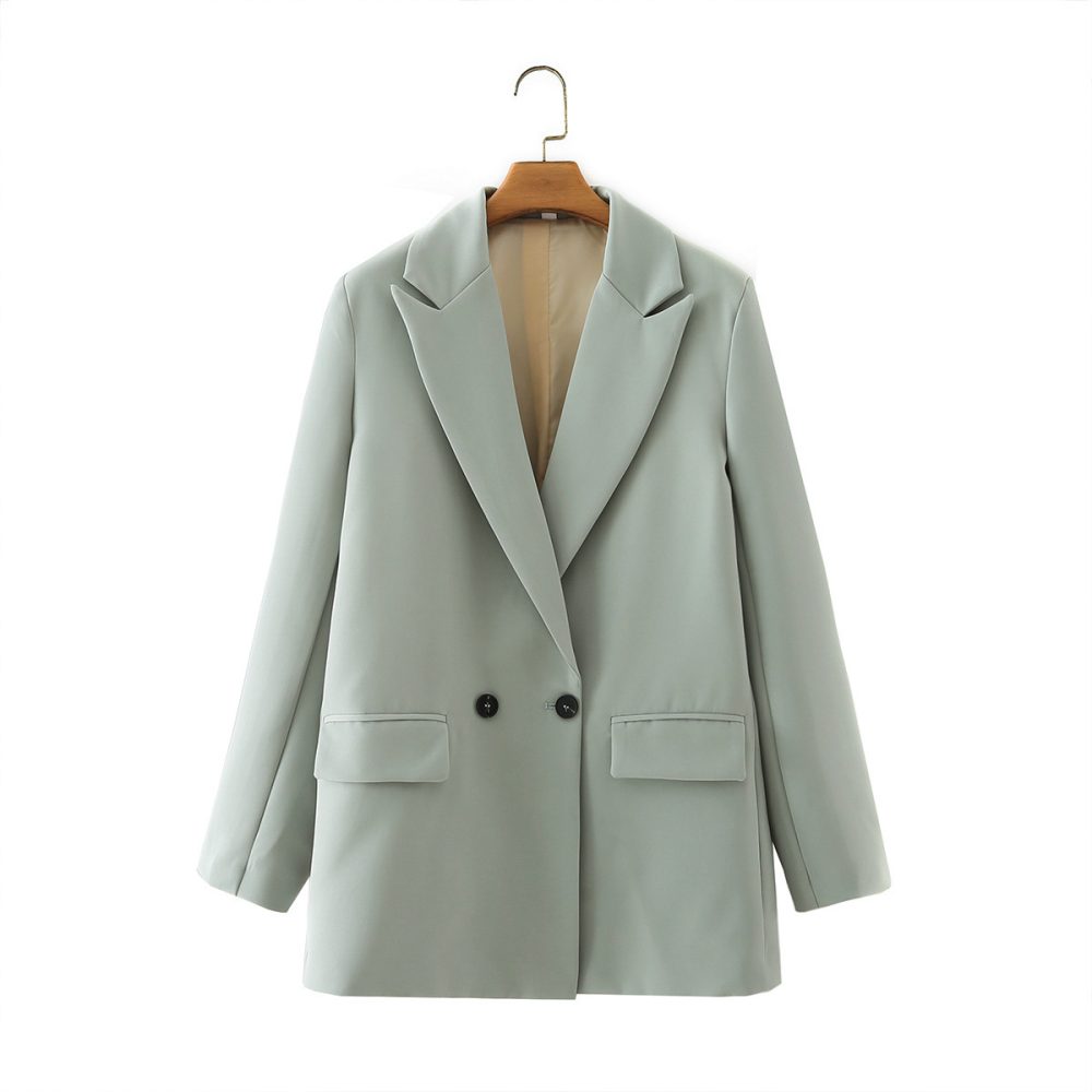 Solid Color Double-breasted Loose Casual Suit Jacket - Image 9