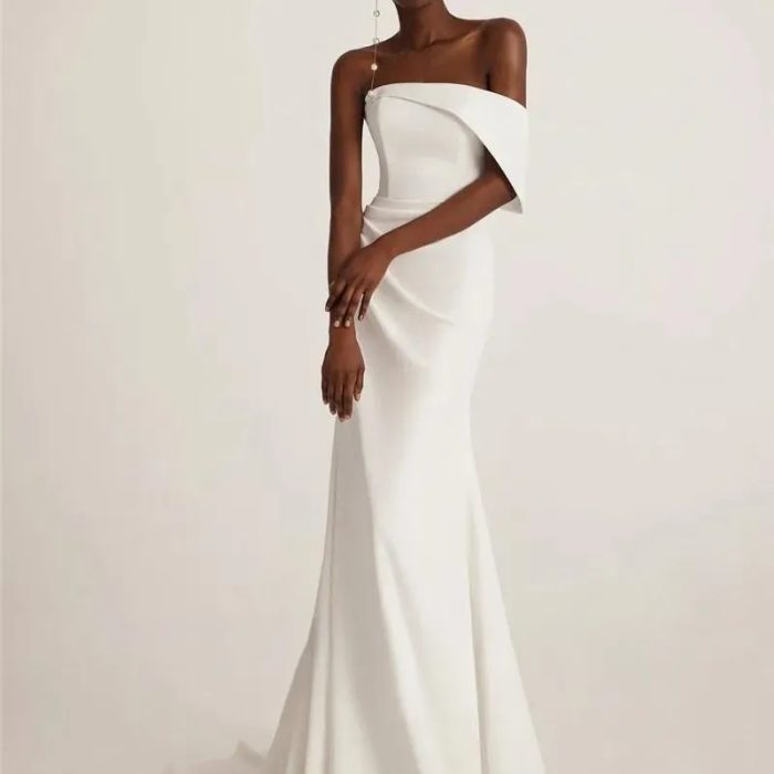 One-shoulder Stretch Satin Wedding Dress