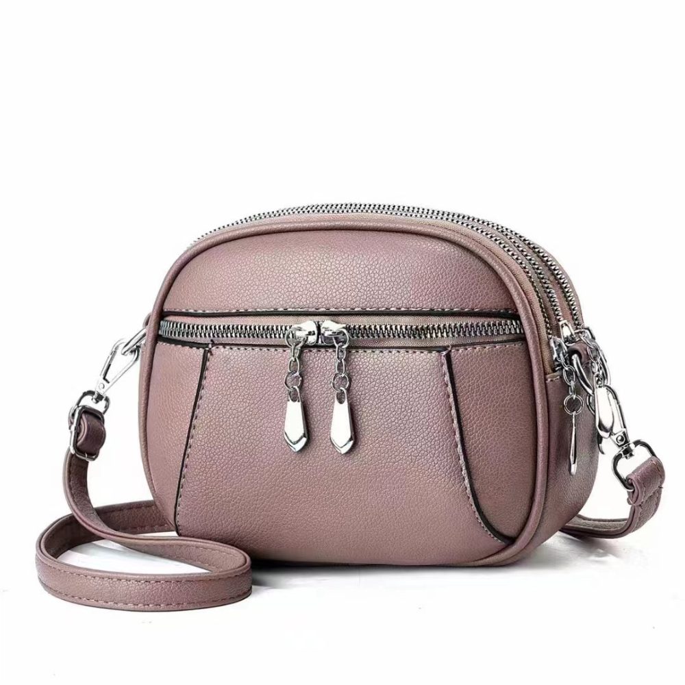 Solid Color Small Round Bag Fashion Multi-pocket Large Capacity Shoulder Crossbody Bags For Women Handbags - Image 5