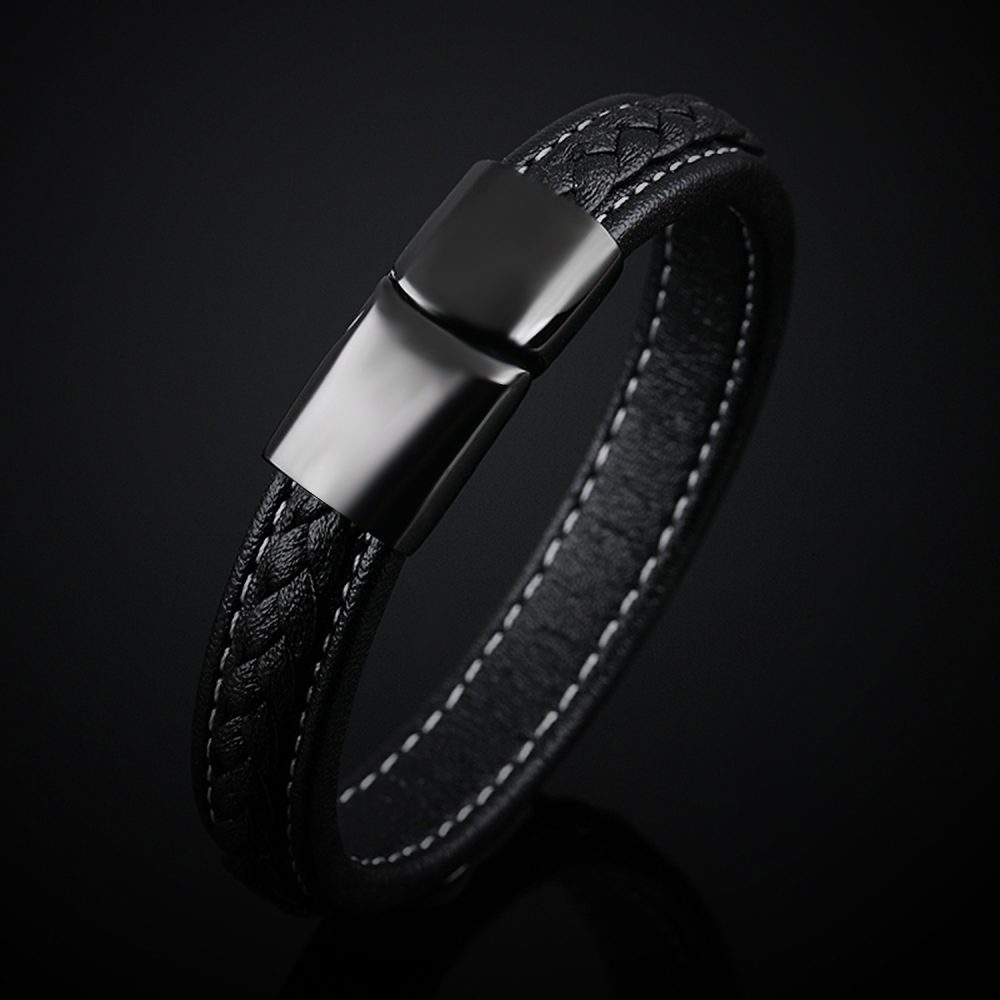 Black titanium steel bracelet - Image 2