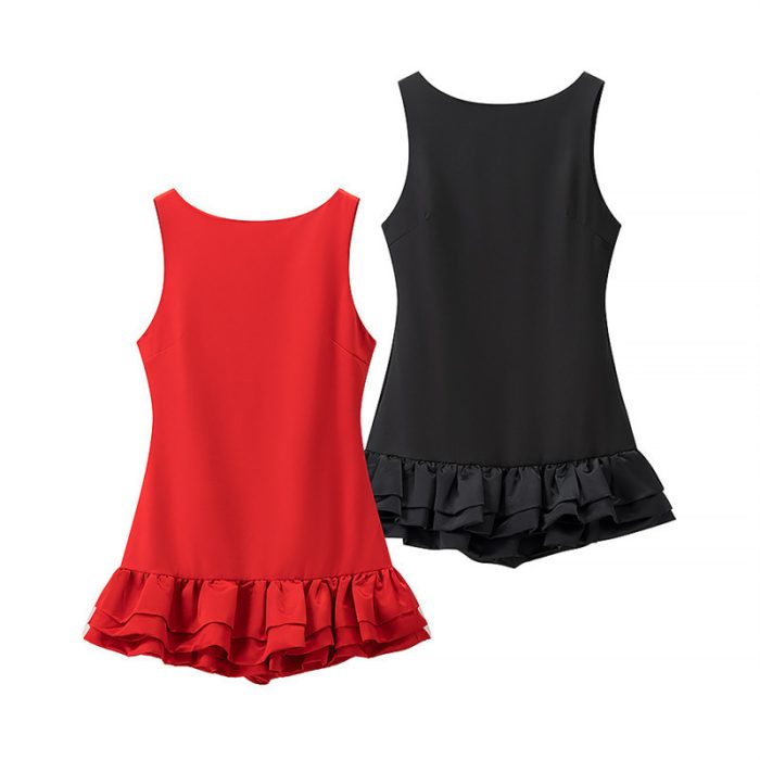 Ruffled Halter Spaghetti Straps Backless Sleeveless Dress