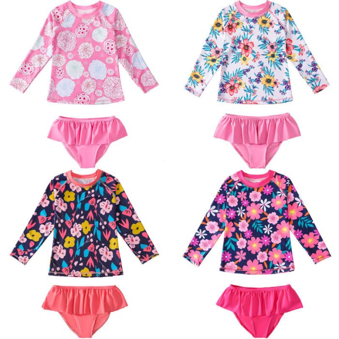 European And American Children's Split Swimsuit Long Sleeve Two-piece Suit