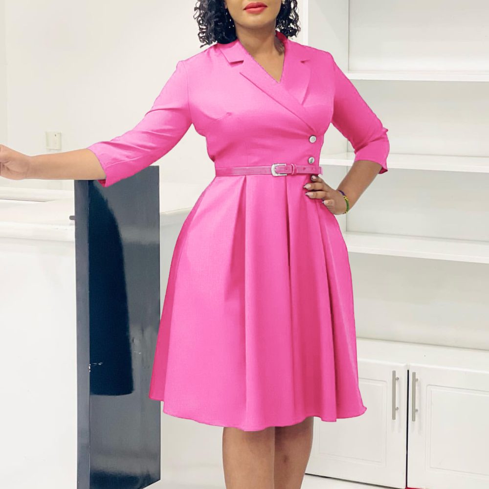 Women's Suit Collar High Waist Dress - Image 2