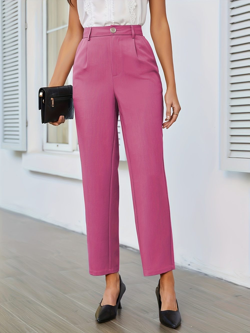 Woven Elastic Waist Straight Anti-wrinkle Suit Pants - Image 7