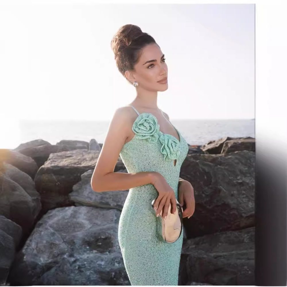 Summer Mint Green Sequin Sling Dress - Image 4