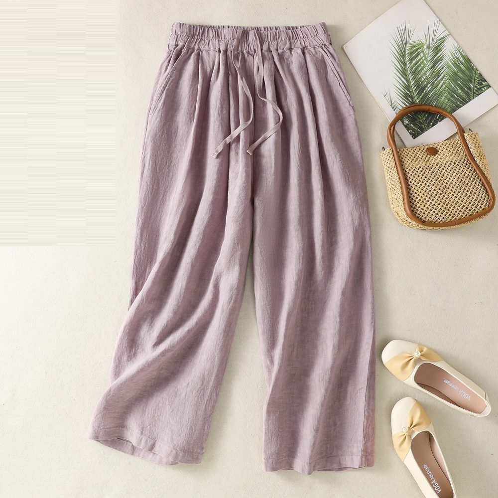 All-matching Loose Casual New Retro Literary Wide Leg Cotton Linen Pants - Image 2