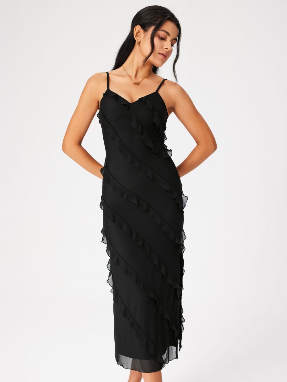 Diablo -lorion Edge Sexy Split Camisole Dress Female 2023 Summer European And American Vacation Style Fashion Small Black Skirt - Image 6