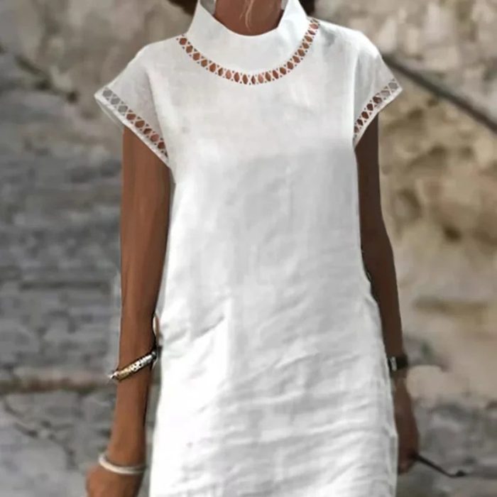 Women's Short-sleeved Cotton And Linen Casual Dress