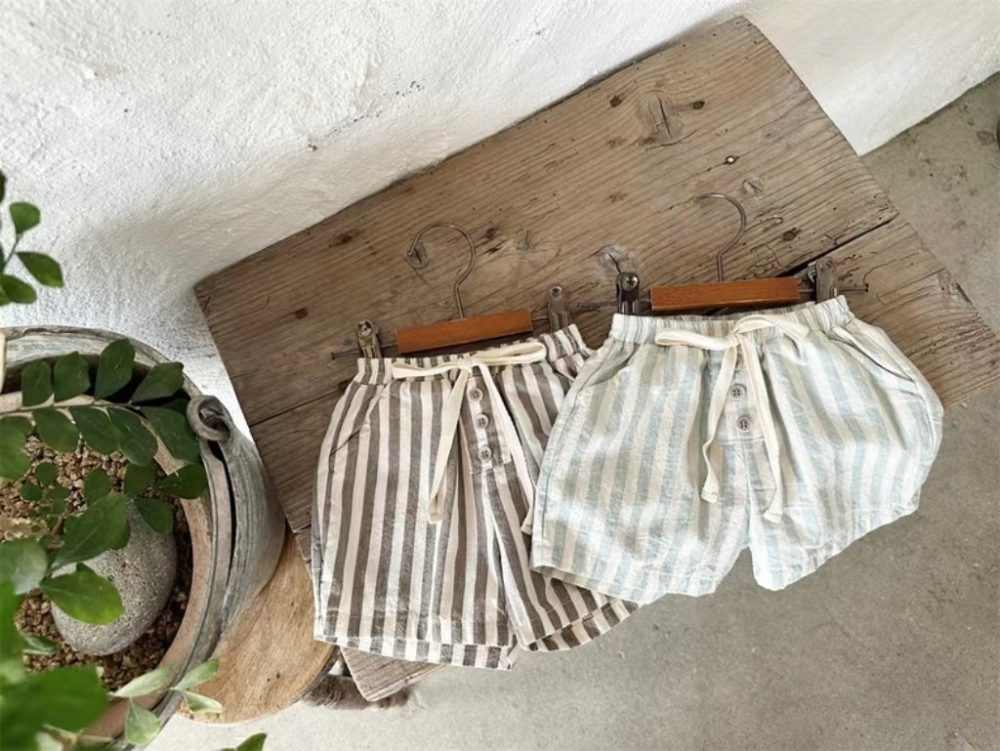 Baby Thin Cotton Vertical Stripes Korean Casual Shorts - Image 3