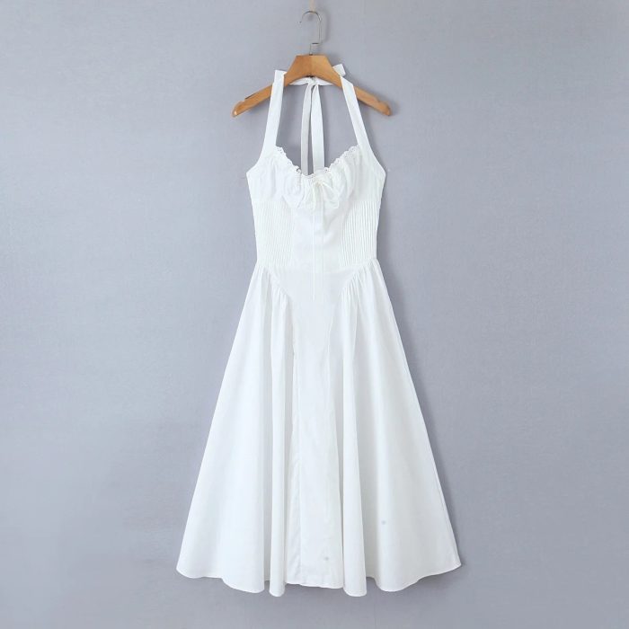 Fashion French Floral Halter Dress Women