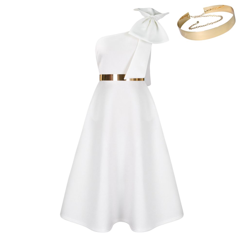 New Fashion Oblique Shoulder Bow Party Dress Big Swing African Dress - Image 6