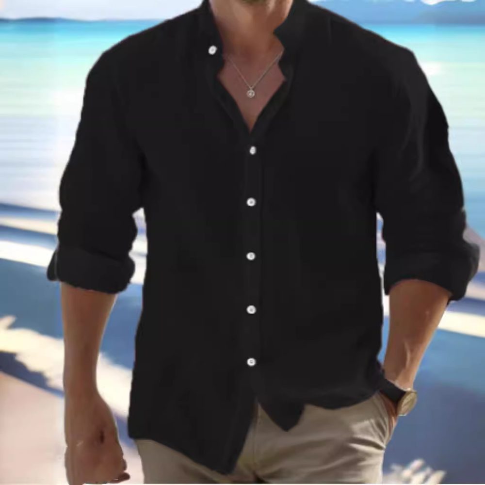 Men's Linen Button Summer Beach Shirt - Image 4