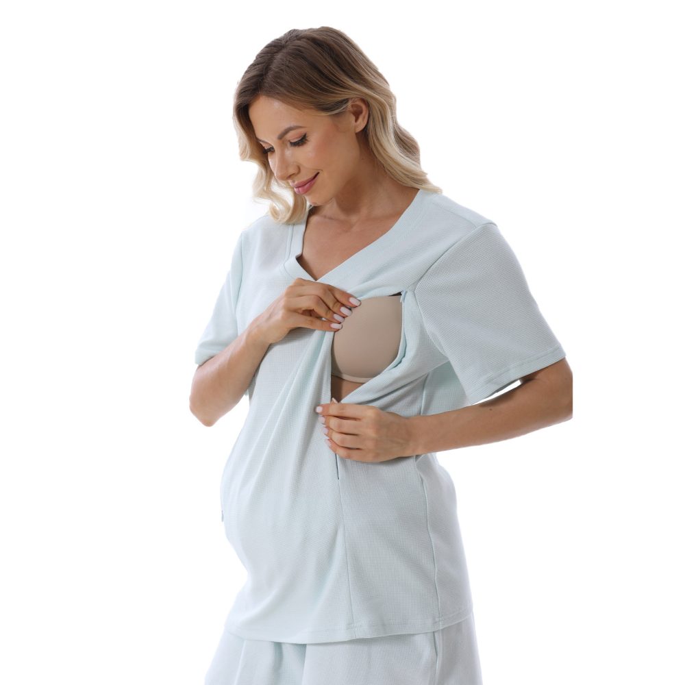 Home Wear Summer Waffle Short Maternity Suit - Image 2