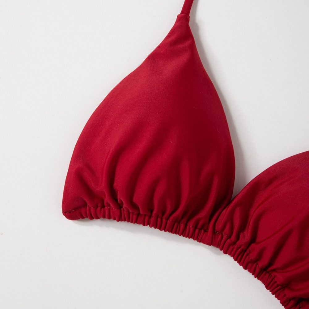 Solid Color Sexy Lace-up Hot Girl Temperament Women's Bikini Swimsuit - Image 4