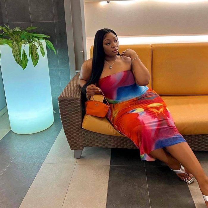 Off-neck Printed Tube Top Package Hip Fitted Waist Backless Sleeveless Dress