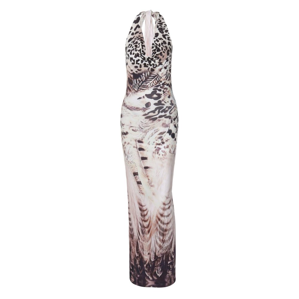 Bare Back Halter Lace-up Sheath Dress - Image 5