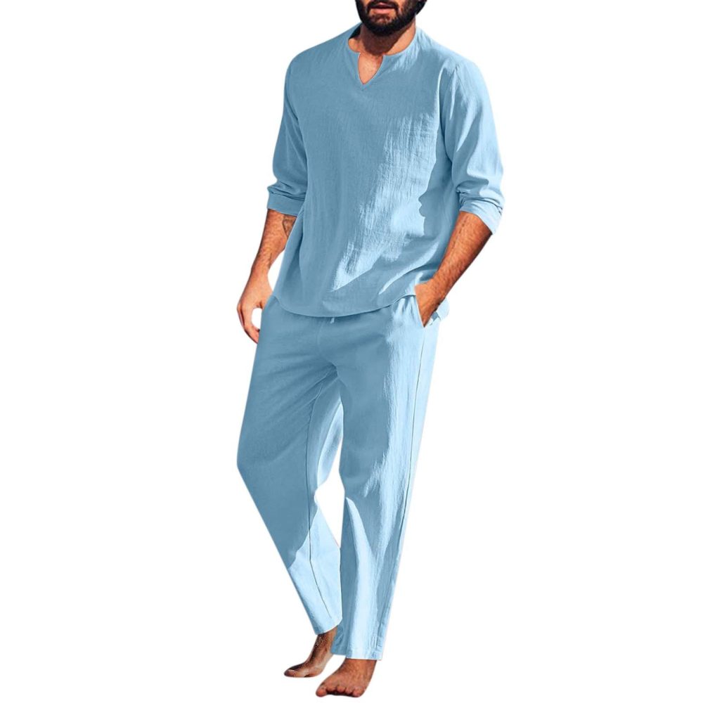Men's Summer Beach Style Cotton And Linen Suit - Image 5
