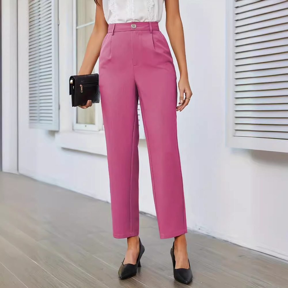 Woven Elastic Waist Straight Anti-wrinkle Suit Pants - Image 4