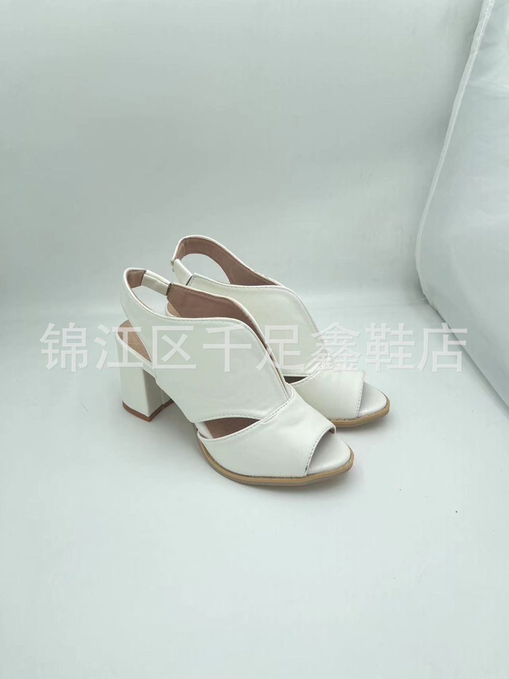 Summer Women's Stylish Peep Toe High Heel Chunky Heel Sandals - Image 6