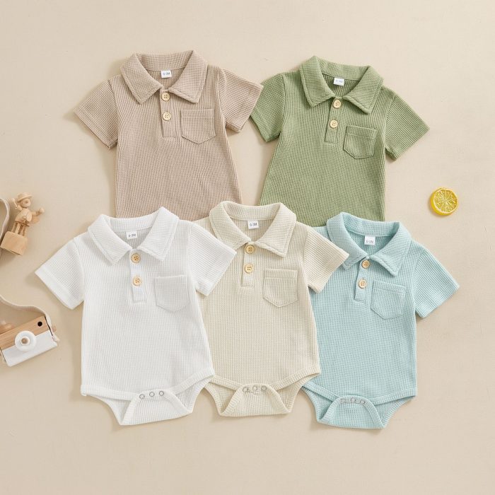 Baby Fashion Casual Solid Color Waffle Jumpsuit