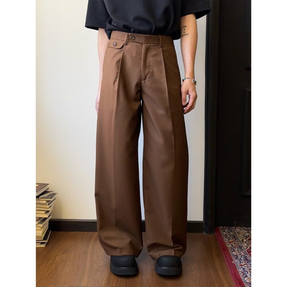 Solid Color Draping Casual Suit Pants Men's Straight Loose Wide-leg Pants - Image 6