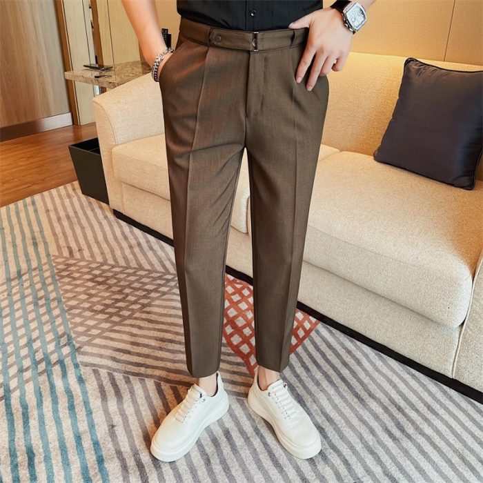 Men's Solid Color Casual Young Cropped Pants Business All-match Suit Pants