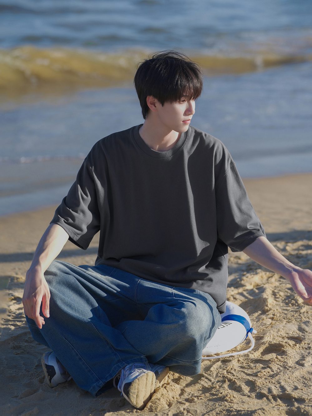 Men's Solid Color Loose-fitting Pure Cotton Short Sleeves T-shirt - Image 3
