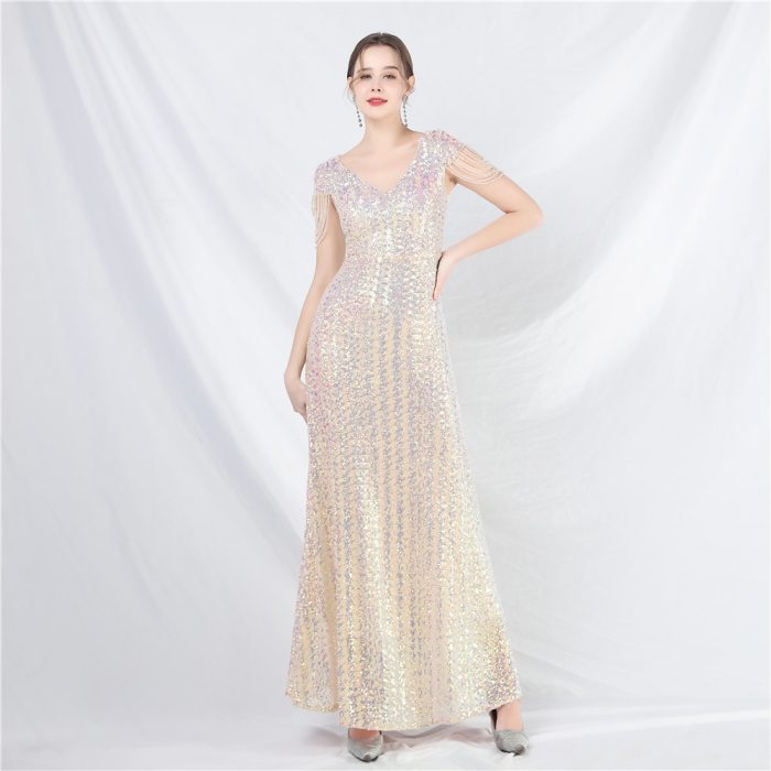 Women's A- Line Craft Bead Sequins Dress