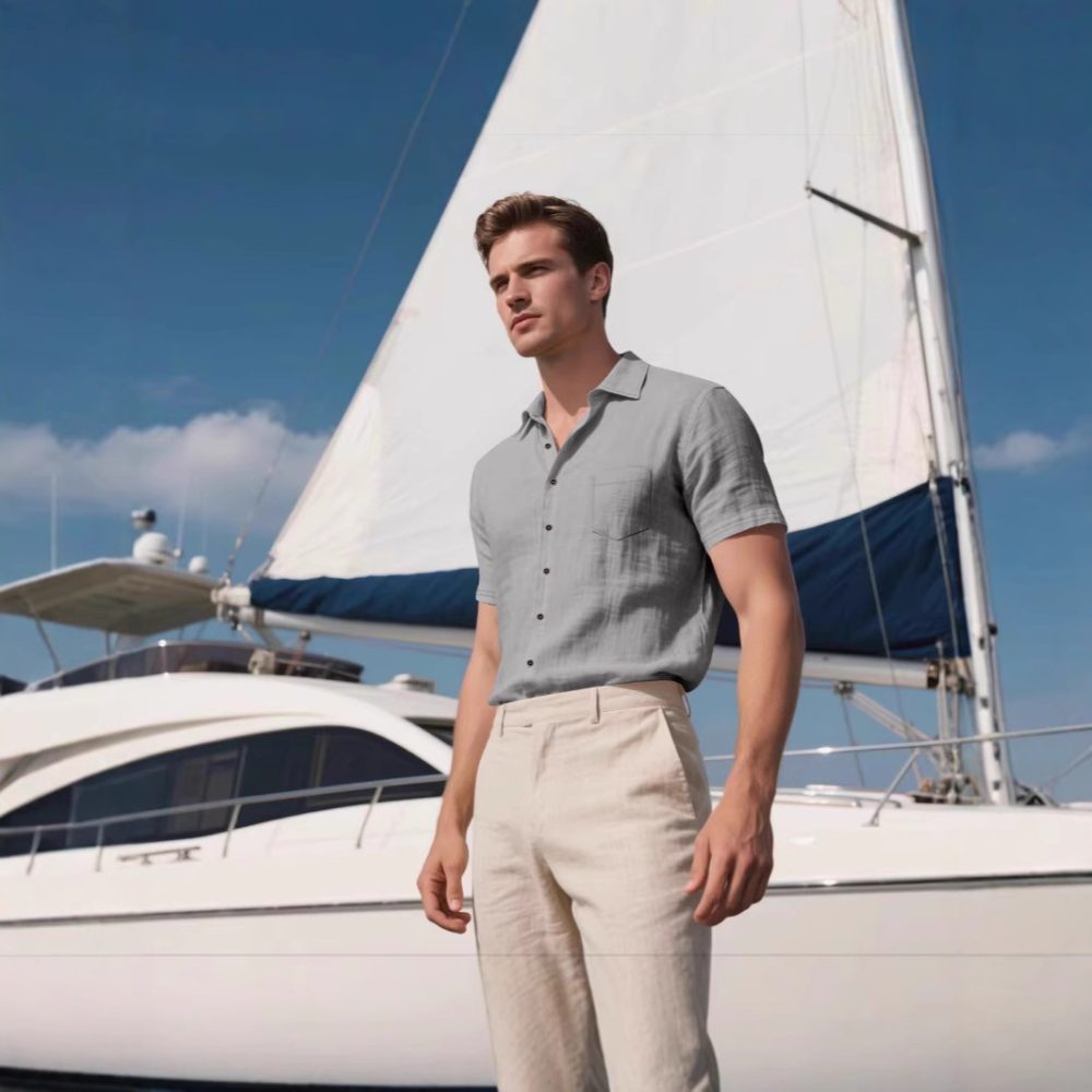 Men's Linen Short-sleeved Shirt - Image 4