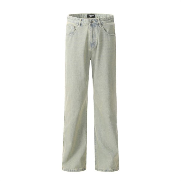 Mud Dyed Denim Straight-leg Pants Men