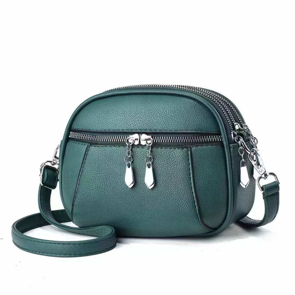 Solid Color Small Round Bag Fashion Multi-pocket Large Capacity Shoulder Crossbody Bags For Women Handbags - Image 4