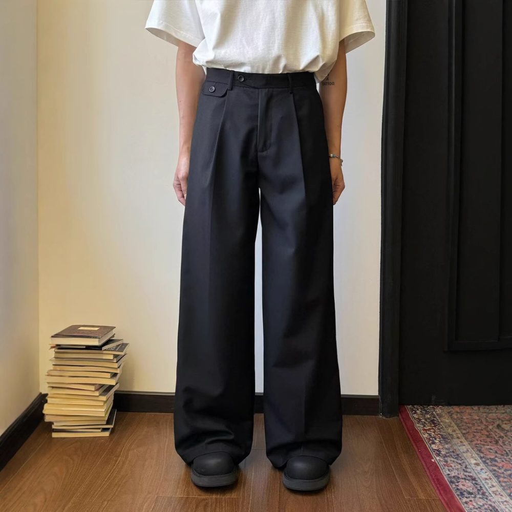 Solid Color Draping Casual Suit Pants Men's Straight Loose Wide-leg Pants - Image 2
