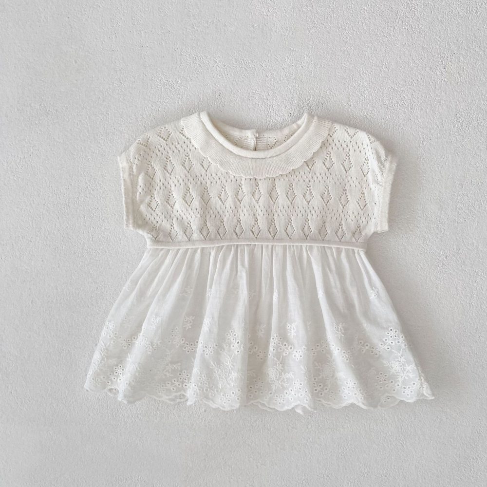 Casual Crocheted Hollow Sleeveless Knitted Stitching Lace Swing Top - Image 6