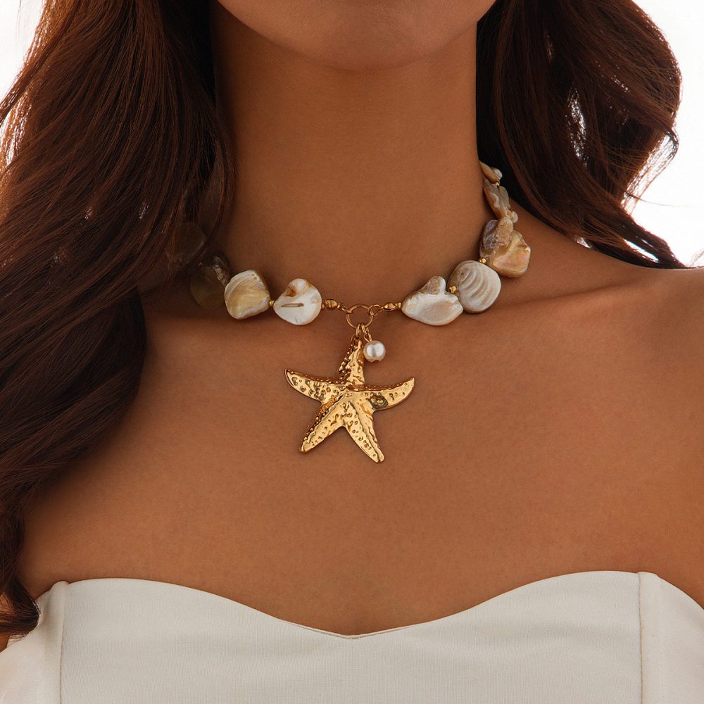 Classic Conch Pendant Necklace For Women Bohemian Starfish Beaded Choker Necklace Summer Beach Neck Fashion Jewelry - Image 9