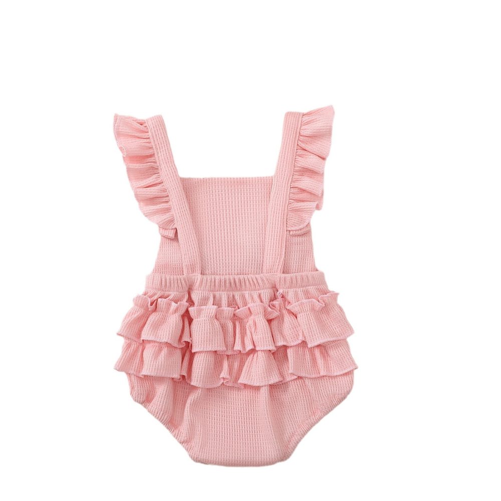 Baby Girl Red Bow Lace Romper - Image 5