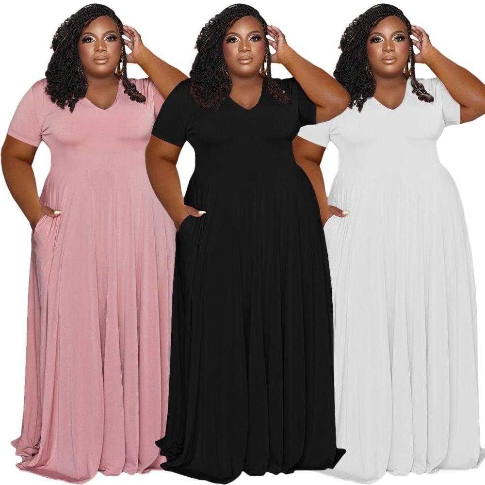 Casual Fashion V-neck Solid Color Plus Size Women's Clothing - Image 10
