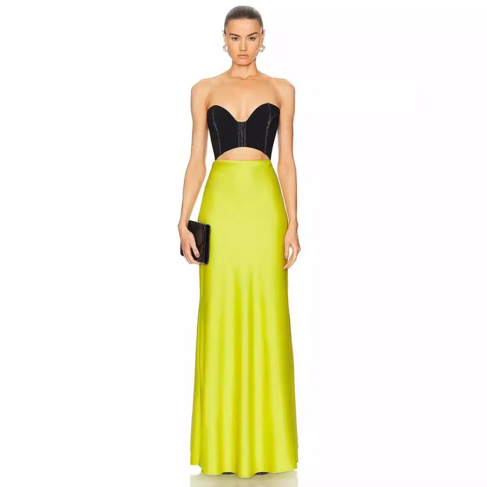 French Color Matching Pure Want Tube Top Dress - Image 5