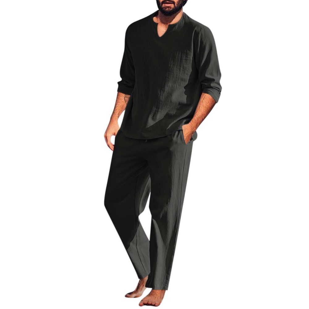 Men's Summer Beach Style Cotton And Linen Suit - Image 6