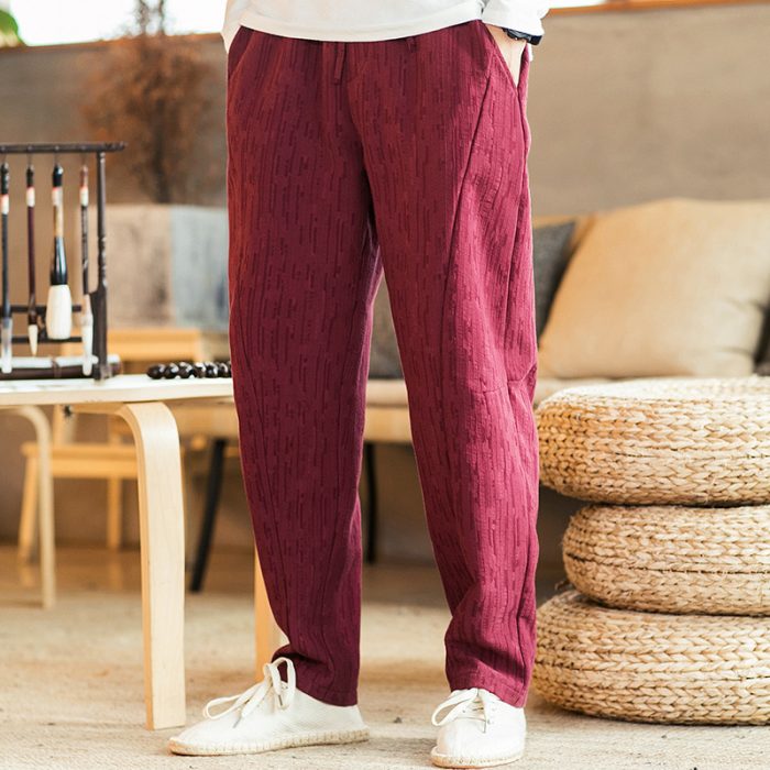 Men's Autumn Original Antiquity Cotton And Linen Casual Pants