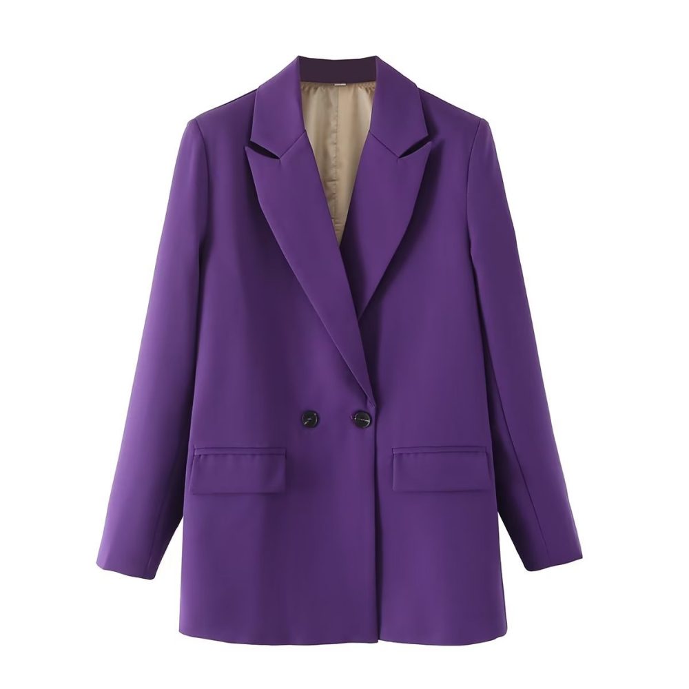 Women's Multicolor Double Breasted Suit Coat Suit - Image 8