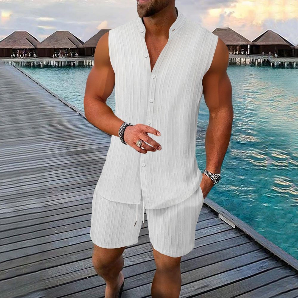 Men's Vest Casual Loose Sleeveless Shorts Suit - Image 7