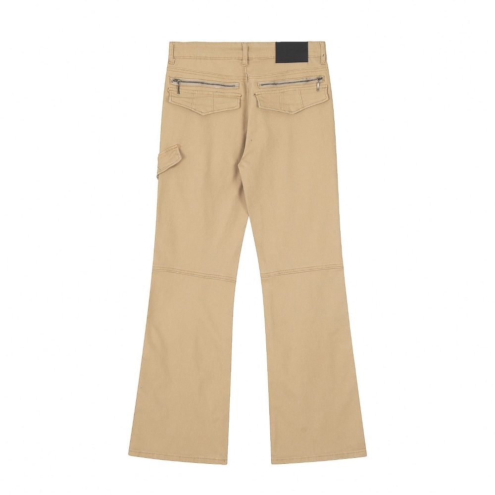 Autumn Fashion Men's Casual Solid Color Zipper Decorations Non-ironing Cotton Trousers - Image 5
