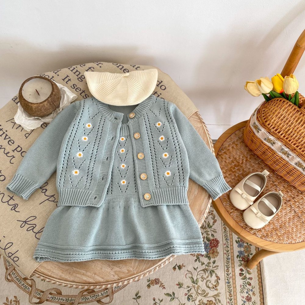 Baby Embroidered Hollow Knitted Coat Knitted Halter Skirt - Image 3
