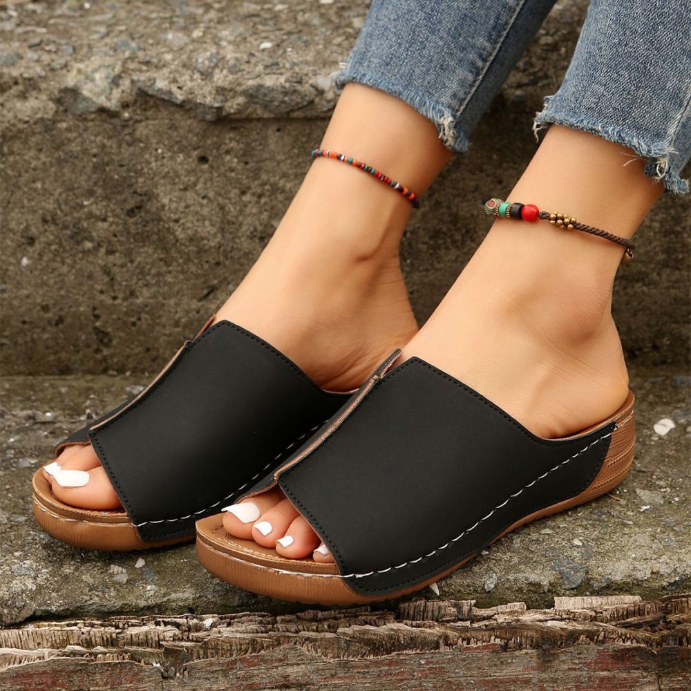 Fashion Solid Wedges Sandals Summer Casual Peep-toe Slippers Outdoor Thick Sole Heightening Slides Shoes Women - Image 5