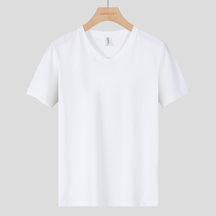 Men's Solid Color Low Neck Bottoming Shirt Innerwear Short Sleeve