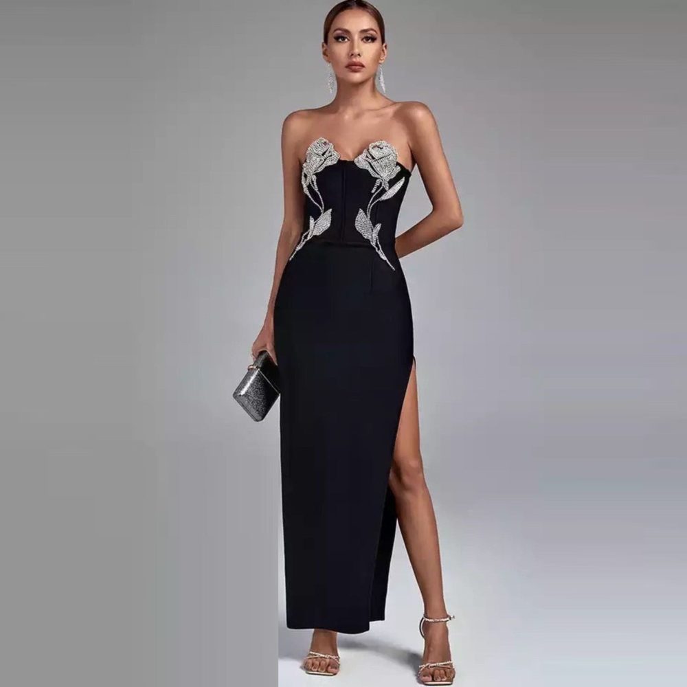 Women's Fashion Casual Bandage Dress With Diamond Top - Image 2