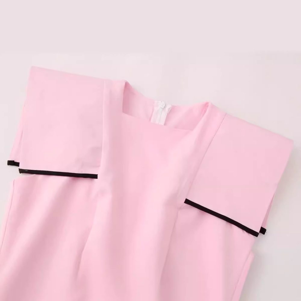 Women's Padded Shoulder Contrasting-color Dress - Image 2