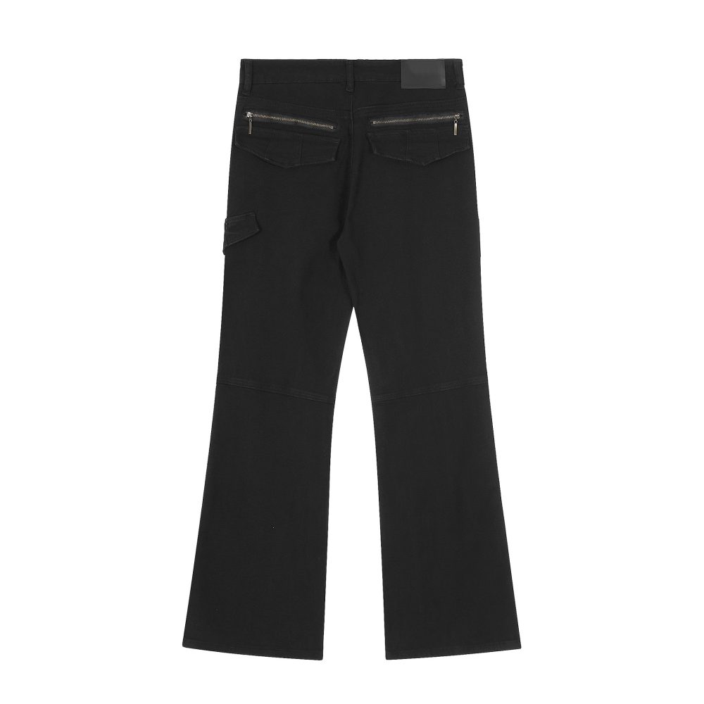 Autumn Fashion Men's Casual Solid Color Zipper Decorations Non-ironing Cotton Trousers - Image 4